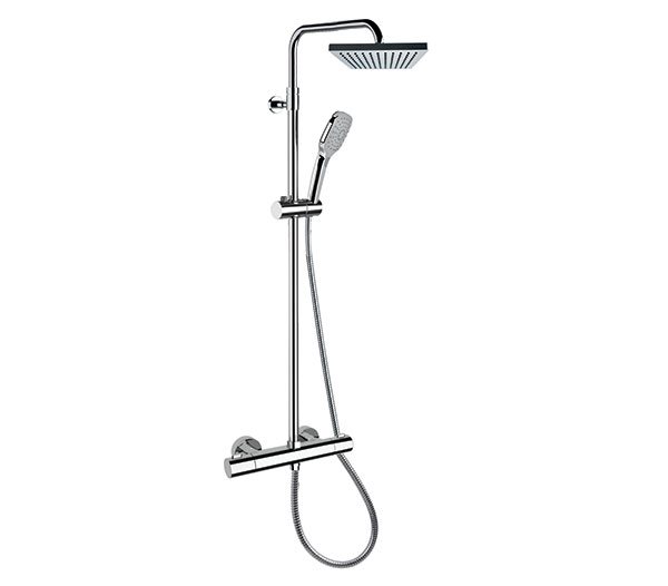 Remer Elegance Душевая стойка: термостат, верхний душ 20 см, лейка, штанга 161 см, цвет: cromo EQ32A8CPSD20