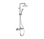 Remer Elegance Душевая стойка: термостат, верхний душ 30 см, лейка, штанга 160 см, цвет: cromo EQ32A8CPUFD30