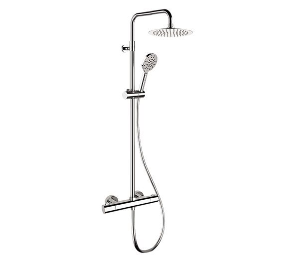 Remer Elegance Душевая стойка: термостат, верхний душ 25 см, лейка, штанга 161 см, цвет: cromo EQ32A8MPUFM25G