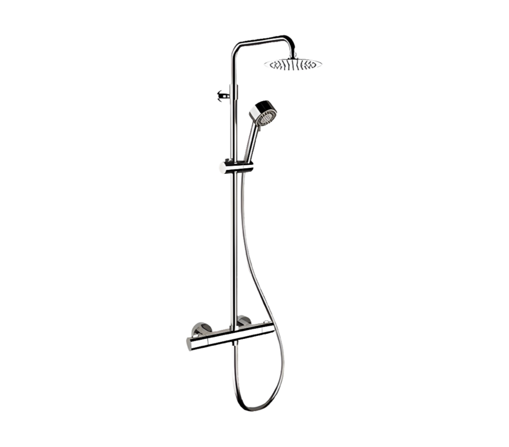 Remer Elegance Душевая стойка: термостат, верхний душ 20 см, лейка, штанга 161 см, цвет: cromo EQ32AUFM20