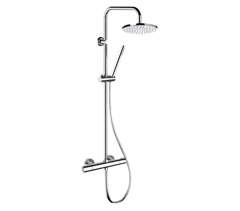 Remer Elegance Душевая стойка: термостат, верхний душ 20 см, лейка, штанга 100 см, цвет: cromo EQ32X7MMM20