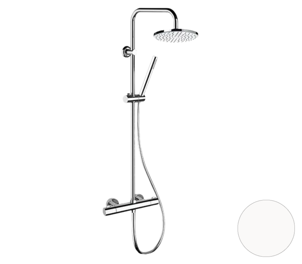 Remer Elegance Душевая стойка: термостат, верхний душ 20 см, штанга 100 см, цвет: bianco opaco EQ32X7MMM20BO