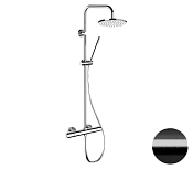 Remer Elegance Душевая стойка: термостат, верхний душ, штанга 100 см, цвет: cromo nero spazzolato EQ32X7MMM20CFP