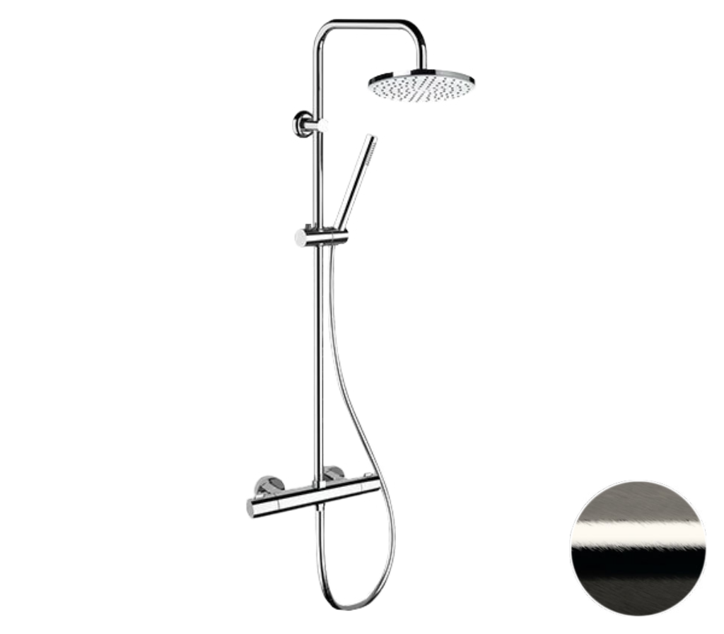 Remer Elegance Душевая стойка: термостат, верхний душ, штанга 100 см, цвет: nichel spazzolato opaco EQ32X7MMM20NP