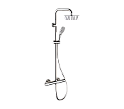Remer Elegance Душевая стойка: термостат, верхний душ 20 см, лейка, штанга 100 см, цвет: cromo EQ32X8CPUFD20