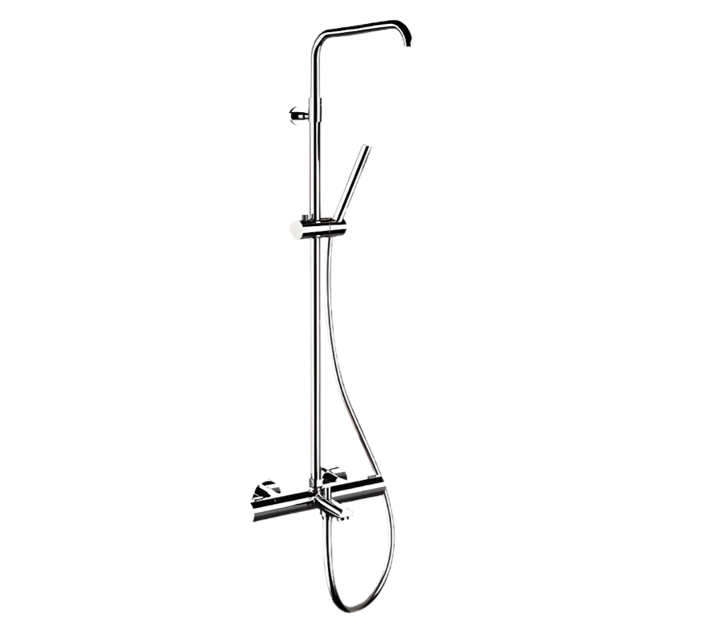 Remer Elegance Душевая стойка: термостат, излив 19,1 см, лейка 1 режим, шланг 150 см, цвет: cromo EQ34A7MMSSOF
