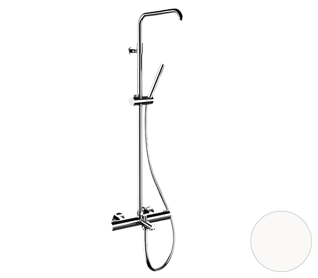 Remer Elegance Душевая стойка: термостат, излив 19,1 см, лейка 1 режим, шланг, цвет: bianco opaco EQ34A7MMSSOFBO