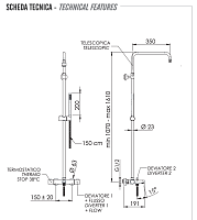 Remer Elegance Душевая стойка: термостат, лейка 1 режим, шланг, цвет: cromo nero spazzolato EQ34A7MMSSOFCFP