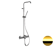 Remer Elegance Душевая стойка: термостат, излив 19,1 см, лейка 1 режим, шланг, цвет: oro lucido EQ34A7MMSSOFDO