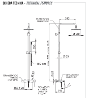 Remer Elegance Душевая стойка: термостат, верхний душ 20 см, лейка, штанга 161 см, цвет: cromo EQ34A7MDMD20
