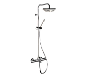 Remer Elegance Душевая стойка: термостат, верхний душ 20 см, лейка, штанга 161 см, цвет: cromo EQ34A7SDSD20