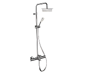 Remer Elegance Душевая стойка: термостат, верхний душ 25 см, лейка, штанга 161 см, цвет: cromo EQ34A8CPUFS25G