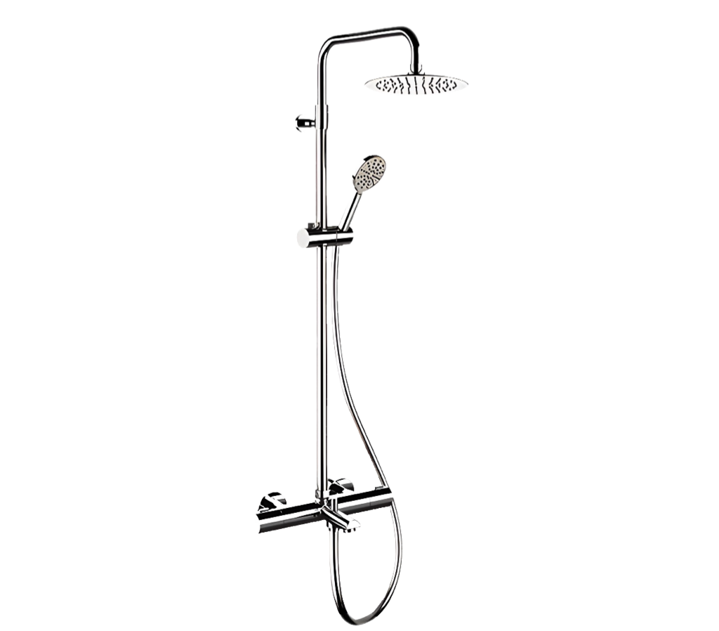 Remer Elegance Душевая стойка: термостат, верхний душ 25 см, лейка, штанга 161 см, цвет: cromo EQ34A8MPUFM25G