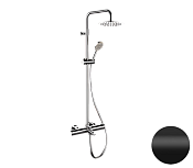 Remer Elegance Душевая стойка: термостат, верхний душ 25 см, лейка, штанга 161 см, цвет: nero opaco EQ34A8MPUFM25NO