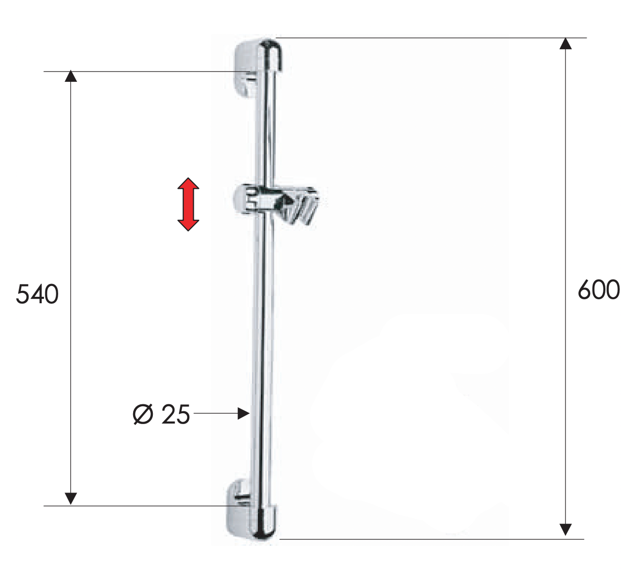 Remer Душевая штанга 60 см, цвет: cromo 311D