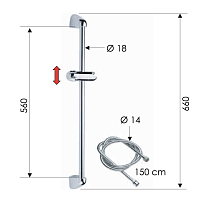 Remer Душевая штанга 66 см, цвет: cromo 314