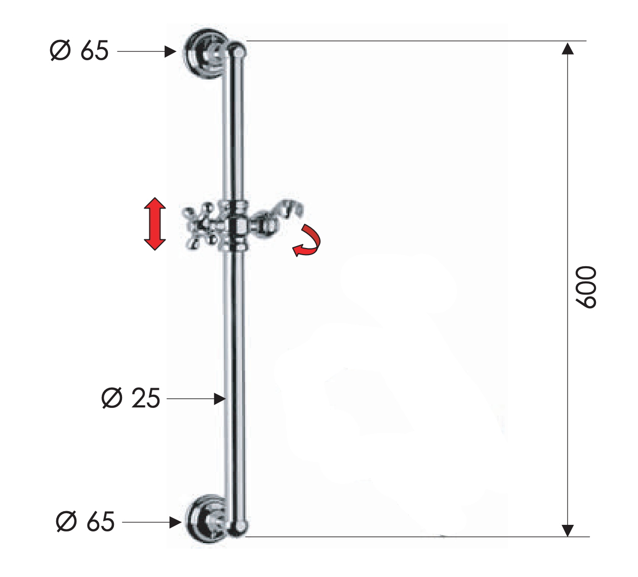 Remer Душевая штанга 60 см, цвет: cromo 317L