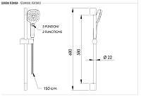 Remer Душевой гарнитур: душевая лейка 3 вида струи, штанга 68 см, шланг 150 см, цвет: cromo 315L318CP