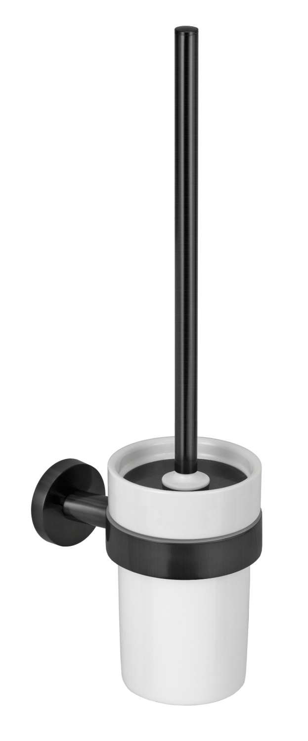 Remer Guest Ершик для унитаза подвесной, с керамической колбой, цвет: cromo nero spazzolato GS66CFP