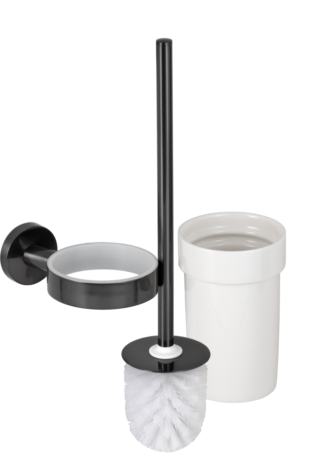 Remer Guest Ершик для унитаза подвесной, с керамической колбой, цвет: cromo nero spazzolato GS66CFP