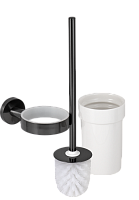 Remer Guest Ершик для унитаза подвесной, с керамической колбой, цвет: cromo nero spazzolato GS66CFP