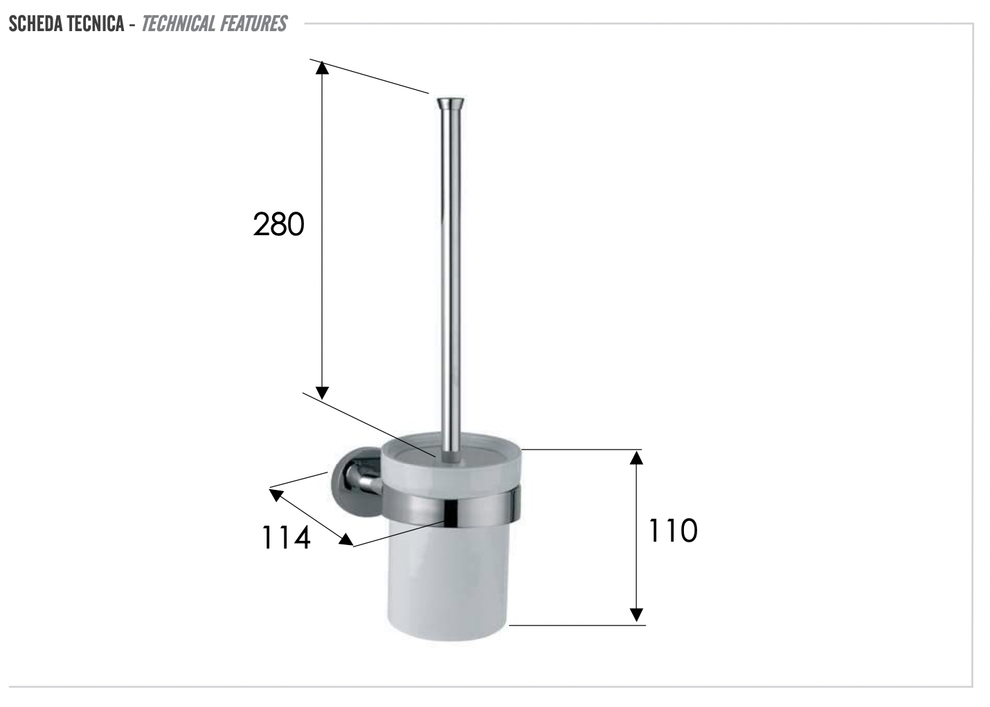 Remer Guest Ершик для унитаза подвесной, с керамической колбой, цвет: nero opaco GS66NO