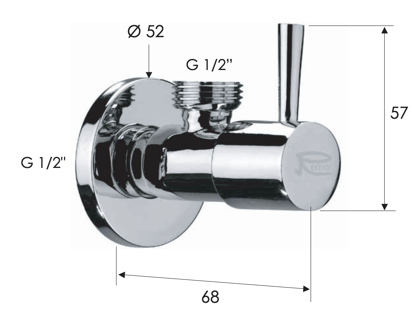Remer Запорный вентиль 1/2*1/2, цвет: bianco opaco 128L1212BO