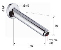 Remer Излив настенный 13 см с подсветкой, цвет: cromo 91NR