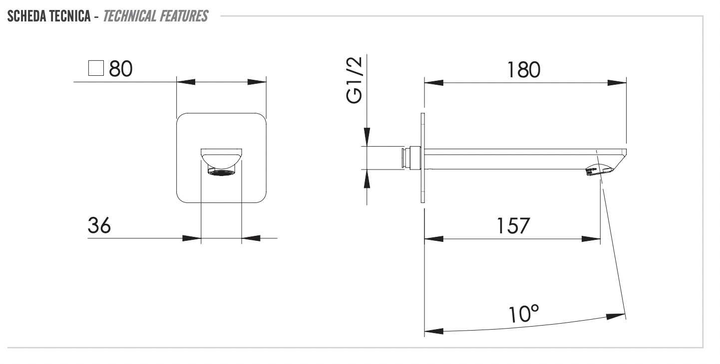Remer Energy Излив настенный 15,7 см, цвет: cromo 91EY