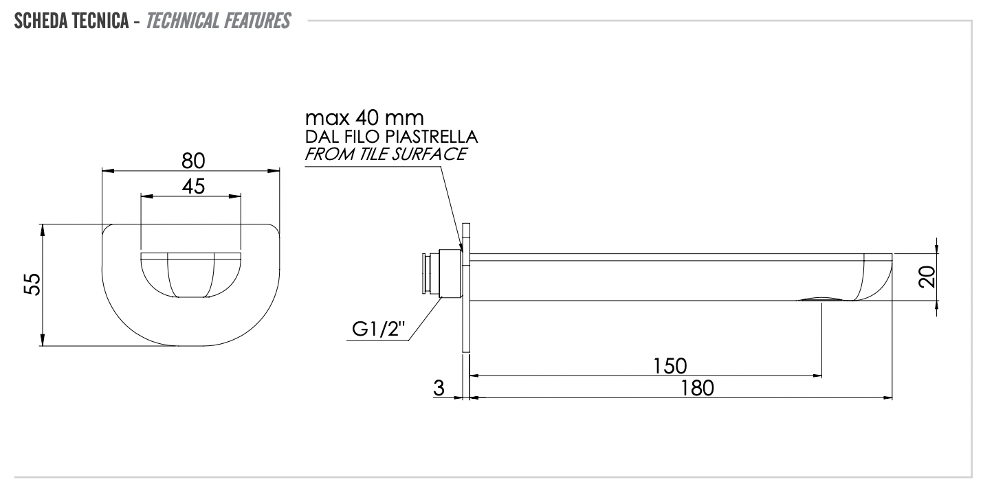 Remer Infinity Излив настенный 15 см, цвет: cromo 91I
