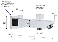 Remer Излив настенный 17 см с дивертором, цвет: cromo 91SD