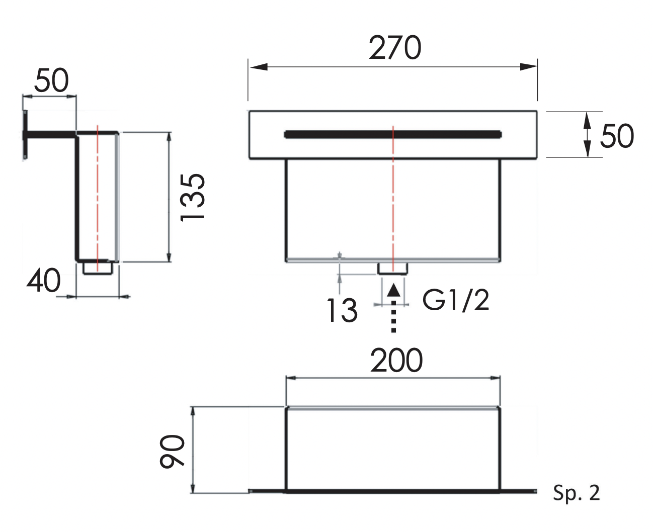 Remer Излив встраиваемый для ванны каскадный, цвет: cromo 359XS