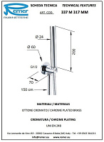 Remer Душевой гарнитур: лейка, выпуск с держателем, шланг 150 см, цвет: nichel spazzolato opaco 337M317MMNP