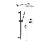Remer X Style Душевой комплект: смеситель, верхний душ 20 см, лейка, штанга 60 см, цвет: cromo X09S01