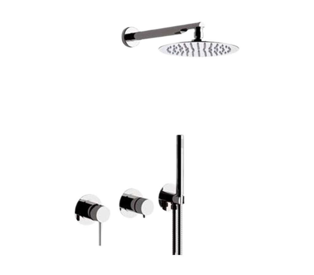 Remer X Style Душевой комплект: смеситель, верхний душ 20 см, лейка 1 режим, шланг, цвет: cromo X96S02