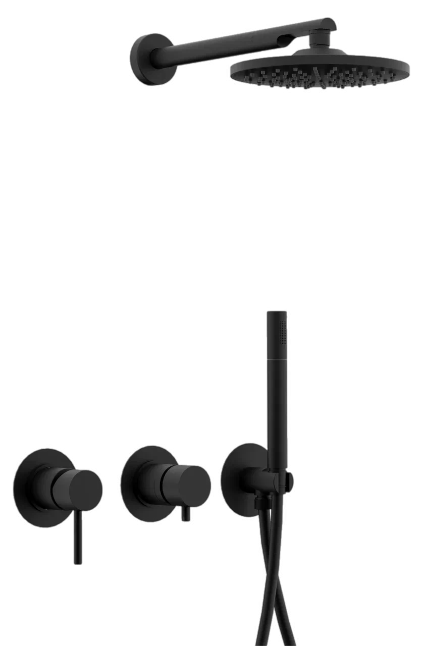 Remer X Style Душевой комплект: смеситель, верхний душ 20 см, лейка 1 режим, шланг, цвет: nero opaco X96S02ONO