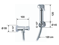 Remer Tempor Гигиенический душ с порционным краном, держатель, шланг 120 см, цвет: cromo 332TEL