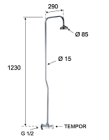 Remer Tempor Душевая стойка: верхний душ 8,5 см, штанга 123 см, цвет: cromo TE53329EX351