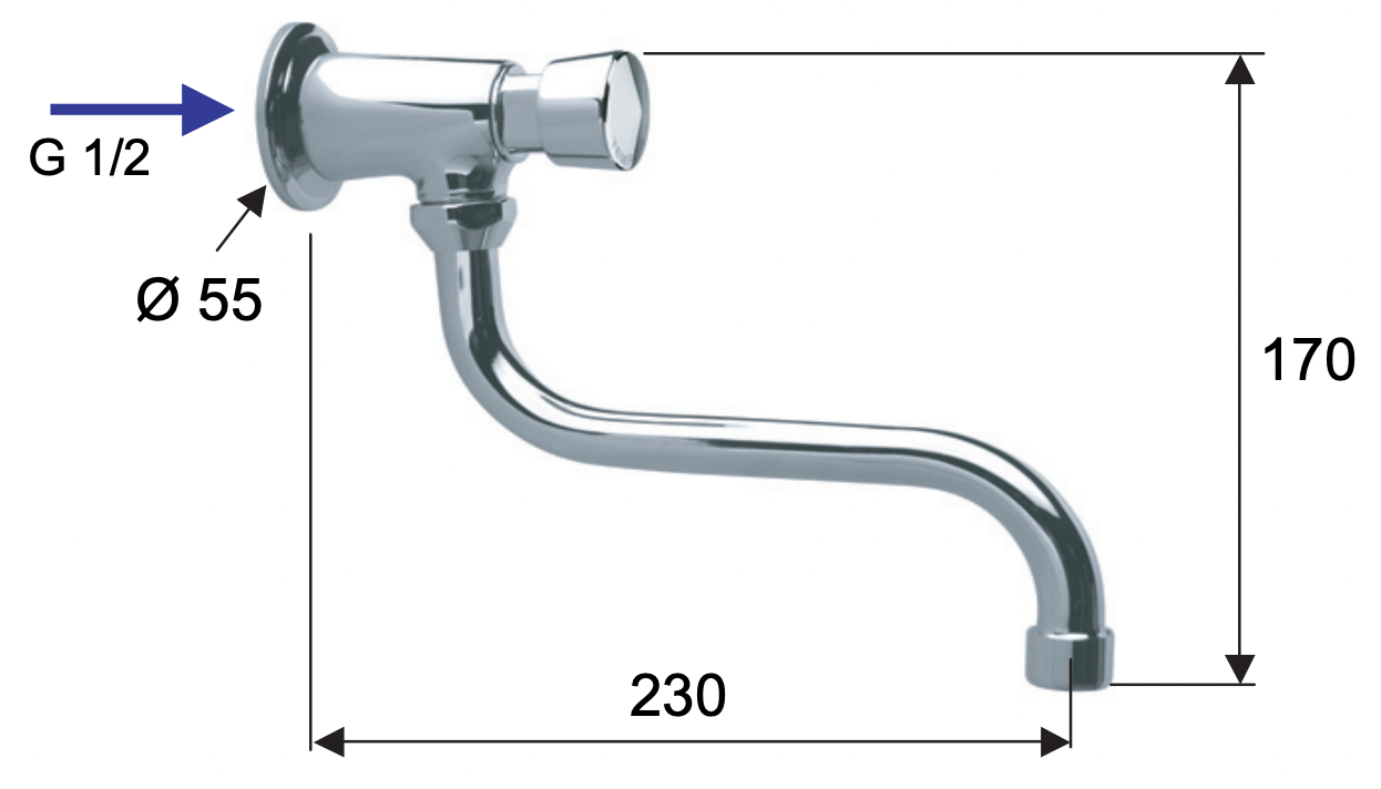 Remer Tempor Кран порционный для раковины, излив 23 см, цвет: cromo TE53