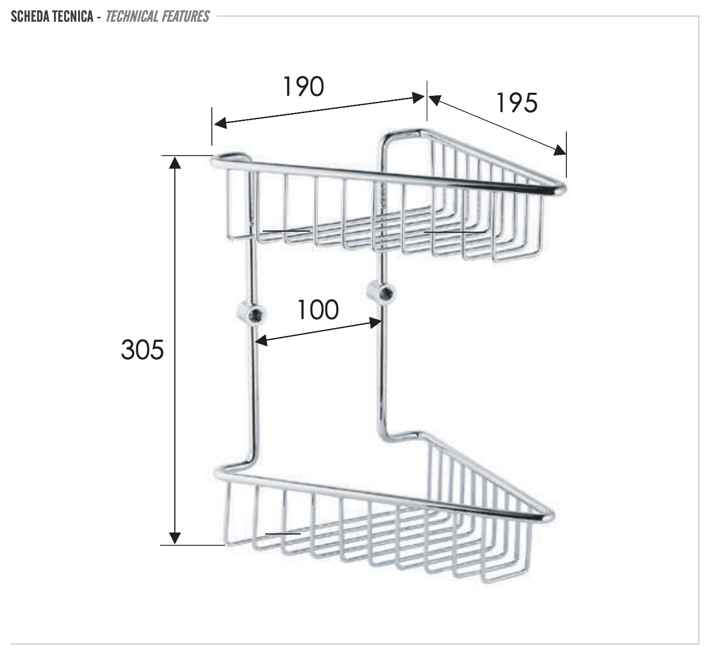 Remer Корзинка для душа двойная, цвет: cromo RB277CR