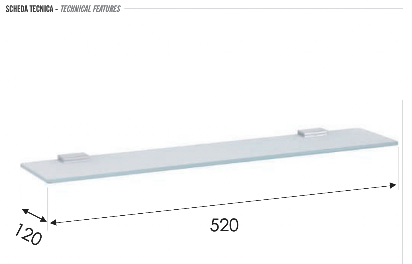 Remer Flat Полка стеклянная 52 см, цвет: cromo FT20CR