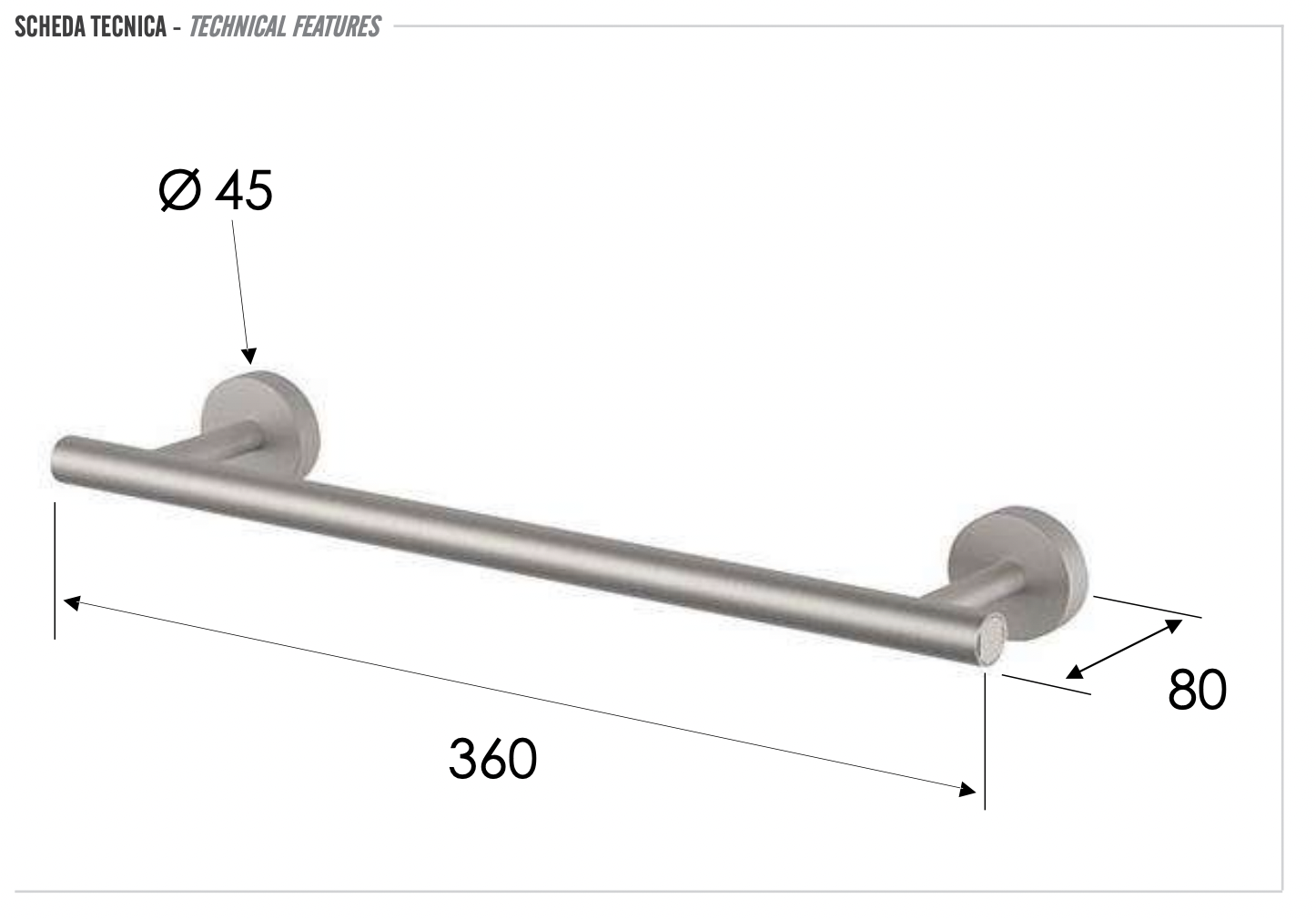 Remer Inox Accessories Полотенцедержатель 36 см, подвесной, цвет: inox spazzolato SSXI40L30