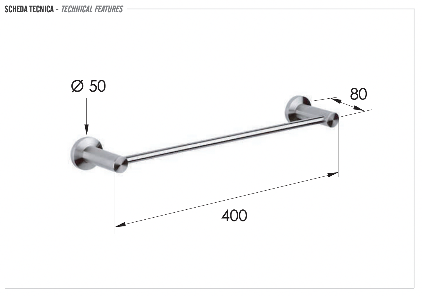 Remer Minimal Inox Полотенцедержатель 40 см, подвесной, цвет: inox/cromo Mi40INOXCR