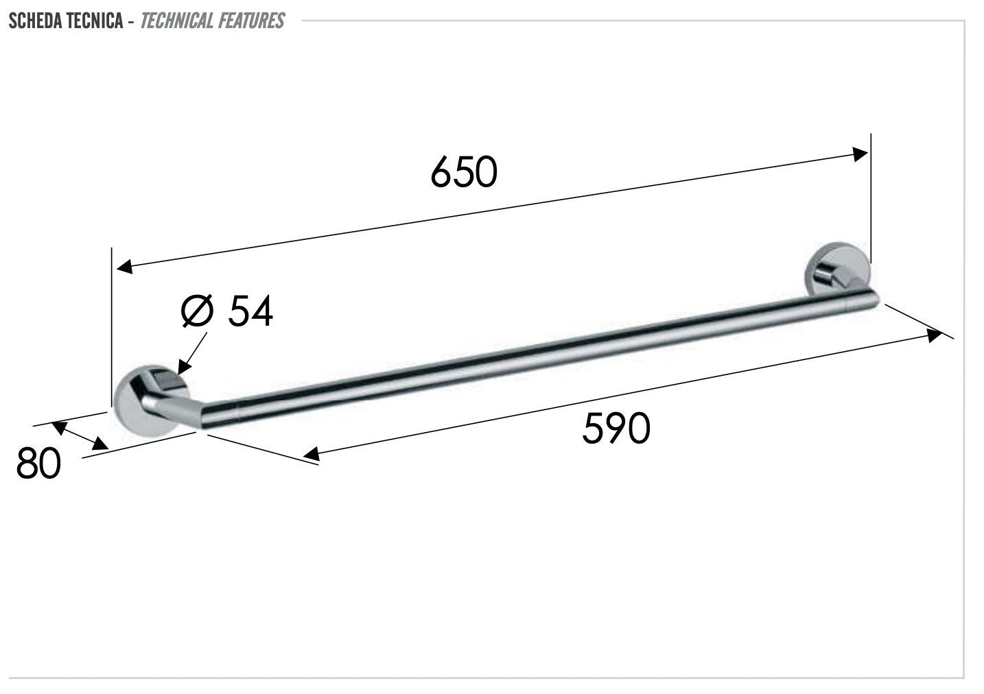 Remer Guest Полотенцедержатель 65 см, подвесной, латунь, цвет: nichel spazzolato GS30NP