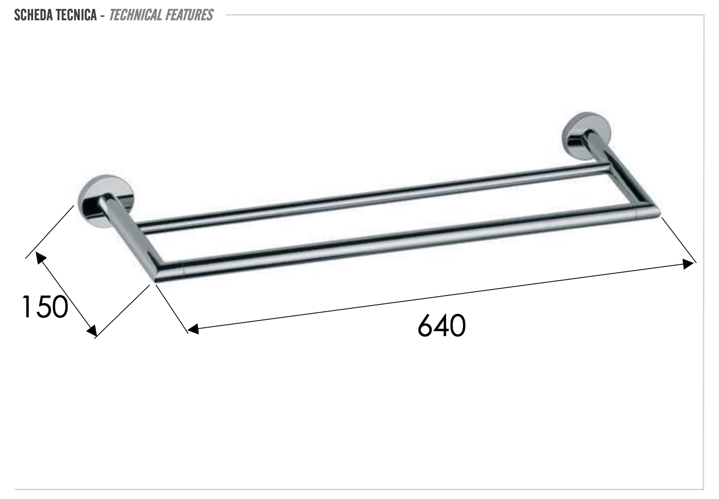 Remer Guest Полотенцедержатель двойной 64 см, подвесной, латунь, цвет: oro spazzolato GS33BG