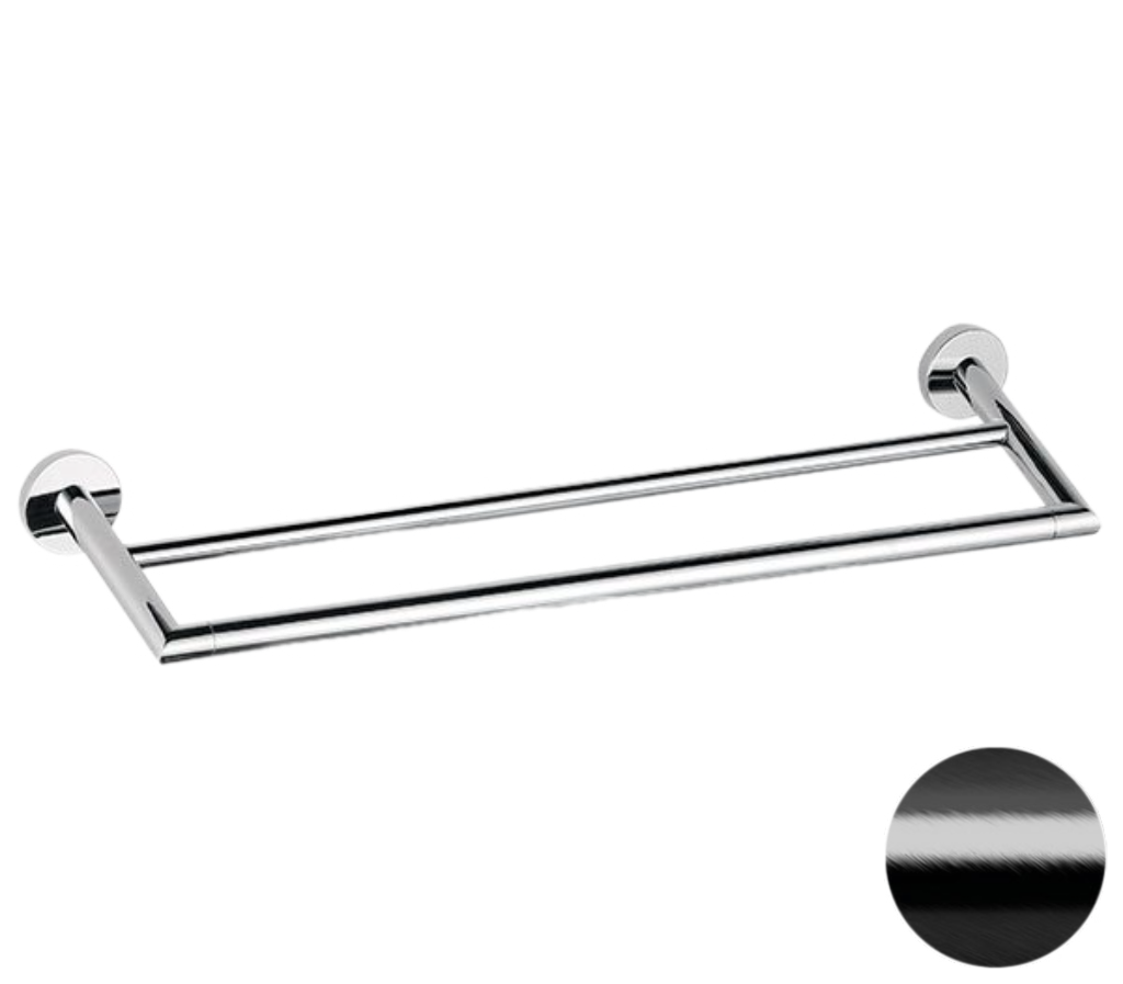 Remer Guest Полотенцедержатель двойной 64 см, подвесной, латунь, цвет: cromo nero spazzolato GS33CFP