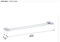 Remer Flat Полотенцедержатель двойной 60 см, подвесной, латунь, цвет: cromo FT33CR