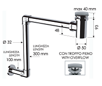Remer Сифон для раковины с донным клапаном, цвет: cromo 985S