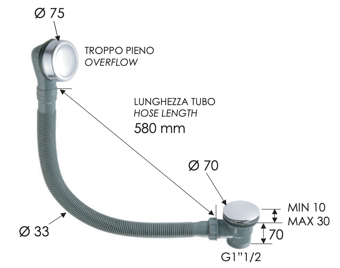 Remer Слив-перелив click-clack для ванны, цвет: oro spazzolato 96PCCBG