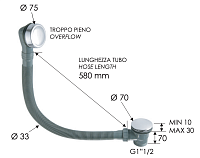 Remer Слив-перелив click-clack для ванны, цвет: vecchio ottone 96PCCVO